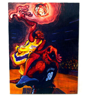 GICLEE Canvas ART Piece - Kobe on Rasheed Wallace - 9 " x 12"